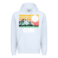 White ojai california mountains & sun retro 80s graphic Premium Hoodie - linhVisuals