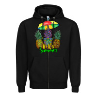 Black hello summer pineapples Zipper Hoodie - RanaPortraitStore