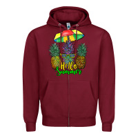 Burgundy hello summer pineapples Zipper Hoodie - RanaPortraitStore