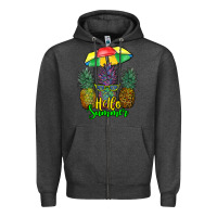 Charcoal Heather hello summer pineapples Zipper Hoodie - RanaPortraitStore