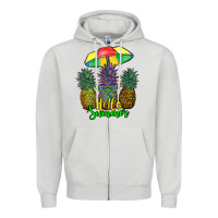 Dove Grey hello summer pineapples Zipper Hoodie - RanaPortraitStore
