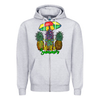 Heather Grey hello summer pineapples Zipper Hoodie - RanaPortraitStore