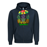 Navy hello summer pineapples Zipper Hoodie - RanaPortraitStore