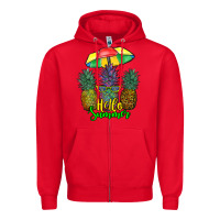 Red hello summer pineapples Zipper Hoodie - RanaPortraitStore