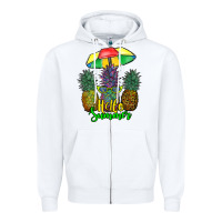 White hello summer pineapples Zipper Hoodie - RanaPortraitStore