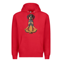 Red yoga fitness bluetick coonhound dog 363 bodybuilding Premium Hoodie - linhVisuals