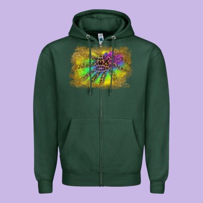 Colorful Glitter Leopard Background Zipper Hoodie Designed By Ranaportraitstore