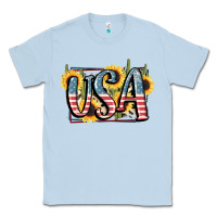 Dusty Blue USA 4th of July Classic Tee - FaDigitalArtStudio
