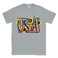 Heather Grey USA 4th of July Classic Tee - FaDigitalArtStudio
