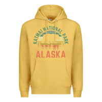 Antique Gold katmai national park alaska bear hiking travel nature retro pullover h Premium Hoodie - linhVisuals
