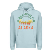 Blue Mist katmai national park alaska bear hiking travel nature retro pullover h Premium Hoodie - linhVisuals