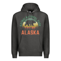 Charcoal Heather katmai national park alaska bear hiking travel nature retro pullover h Premium Hoodie - linhVisuals