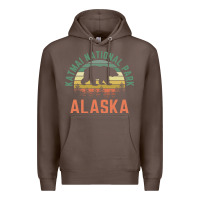 Coffee katmai national park alaska bear hiking travel nature retro pullover h Premium Hoodie - linhVisuals