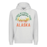 Dove Grey katmai national park alaska bear hiking travel nature retro pullover h Premium Hoodie - linhVisuals