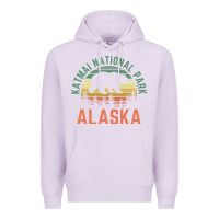 Lilac katmai national park alaska bear hiking travel nature retro pullover h Premium Hoodie - linhVisuals