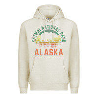 Oatmeal Heather katmai national park alaska bear hiking travel nature retro pullover h Premium Hoodie - linhVisuals