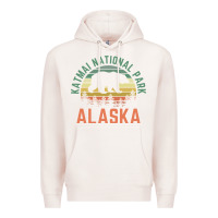 Pale Pink katmai national park alaska bear hiking travel nature retro pullover h Premium Hoodie - linhVisuals