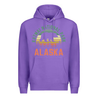 Purple katmai national park alaska bear hiking travel nature retro pullover h Premium Hoodie - linhVisuals