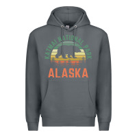 Rock katmai national park alaska bear hiking travel nature retro pullover h Premium Hoodie - linhVisuals