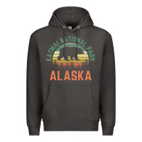 Smoke katmai national park alaska bear hiking travel nature retro pullover h Premium Hoodie - linhVisuals