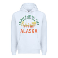 White katmai national park alaska bear hiking travel nature retro pullover h Premium Hoodie - linhVisuals