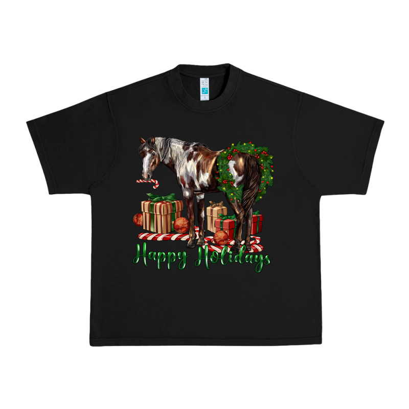 Happy Holidays Mustang Horse Urban Heavy Tee by LillyAllenDesigns | Teevron