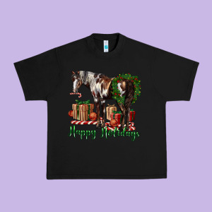 Happy Holidays Mustang Horse Urban Heavy Tee Designed By Lillyallendesigns