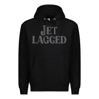 Black jet lagged cute world traveler & funny vacation pullover hoodie Premium Hoodie - linhVisuals