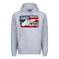 Heather Grey Dad Life with American Flag Premium Hoodie - Jasminsmagicworld