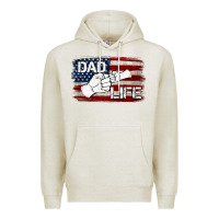 Oatmeal Heather Dad Life with American Flag Premium Hoodie - Jasminsmagicworld