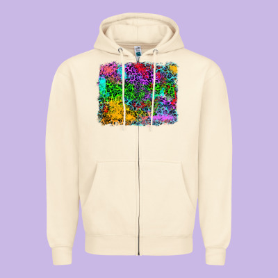 Colorful Leopard Background Zipper Hoodie Designed By Ranaportraitstore