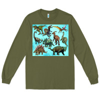 Army Green dinosaurs tumbler Long Sleeve Tee - Artiststas
