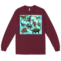 Burgundy dinosaurs tumbler Long Sleeve Tee - Artiststas