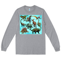 Heather Grey dinosaurs tumbler Long Sleeve Tee - Artiststas
