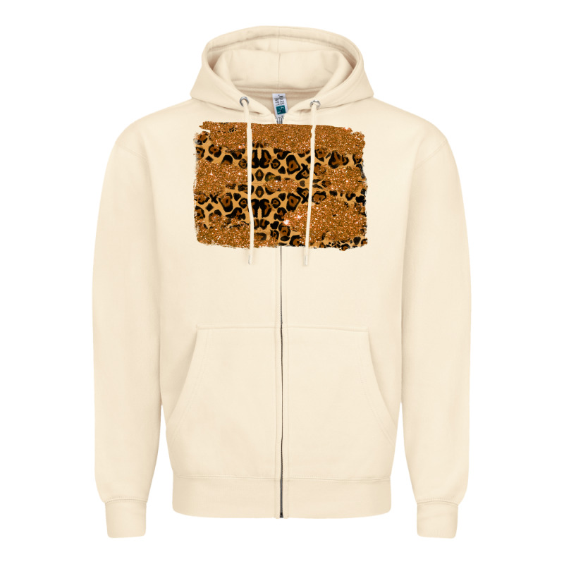 Leopard Glitter Background Zipper Hoodie by RanaPortraitStore | Teevron
