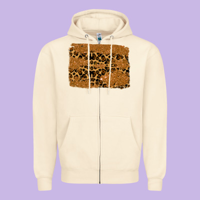 Leopard Glitter Background Zipper Hoodie Designed By Ranaportraitstore