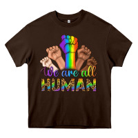 Chocolate Brown We Are All Human Heavy Core Tee - BundleAndBundleShop