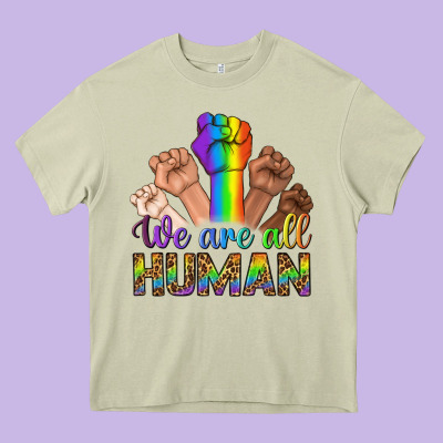 We Are All Human Heavy Core Tee Designed By Bundleandbundleshop