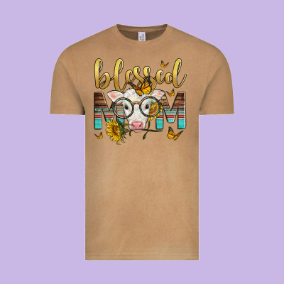Western Blessed Mom Baby Calf Mother's Day Vintage Tee Designed By Lillyallendesigns