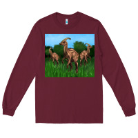 Burgundy parasaurolophus Long Sleeve Tee - Artiststas