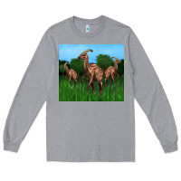 Heather Grey parasaurolophus Long Sleeve Tee - Artiststas