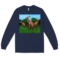 Navy parasaurolophus Long Sleeve Tee - Artiststas