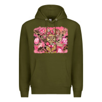 Army Green pink camouflage bunny background Premium Hoodie - BarkalooDesign