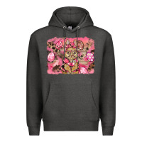 Charcoal Heather pink camouflage bunny background Premium Hoodie - BarkalooDesign