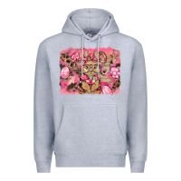 Heather Grey pink camouflage bunny background Premium Hoodie - BarkalooDesign