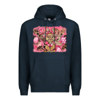 Navy pink camouflage bunny background Premium Hoodie - BarkalooDesign