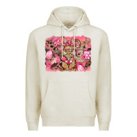 Oatmeal Heather pink camouflage bunny background Premium Hoodie - BarkalooDesign