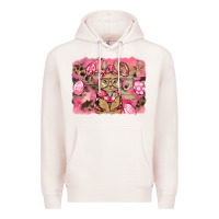 Pale Pink pink camouflage bunny background Premium Hoodie - BarkalooDesign