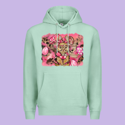 Pink Camouflage Bunny Background Premium Hoodie Designed By Barkaloodesign