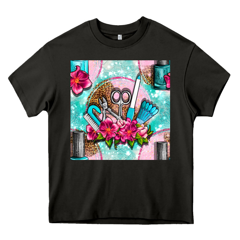 Nail Tools And Polish With Flowers And Tooled Leather Seamless Pattern Heavy Core Tee by BundleAndBundleShop | Teevron